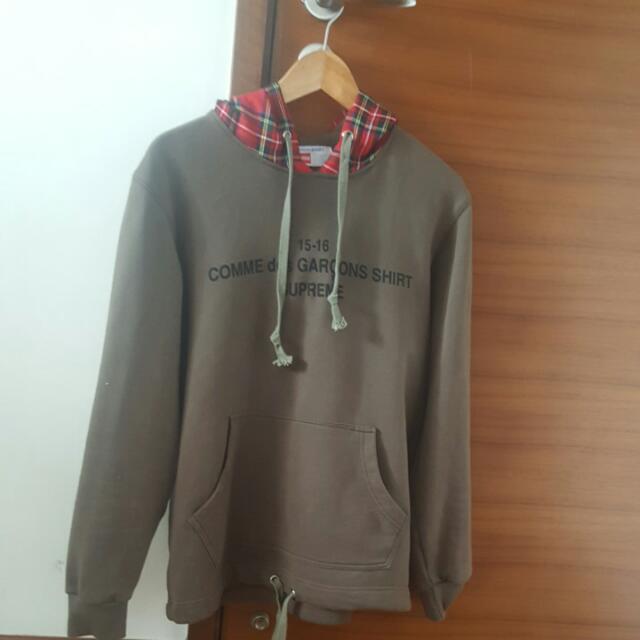 Comme des garcons top supreme olive hoodie