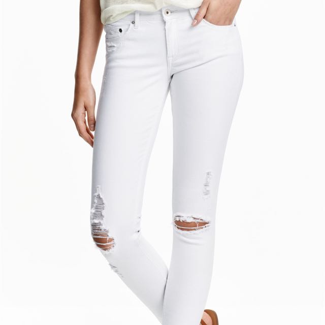 h&m white skinny jeans