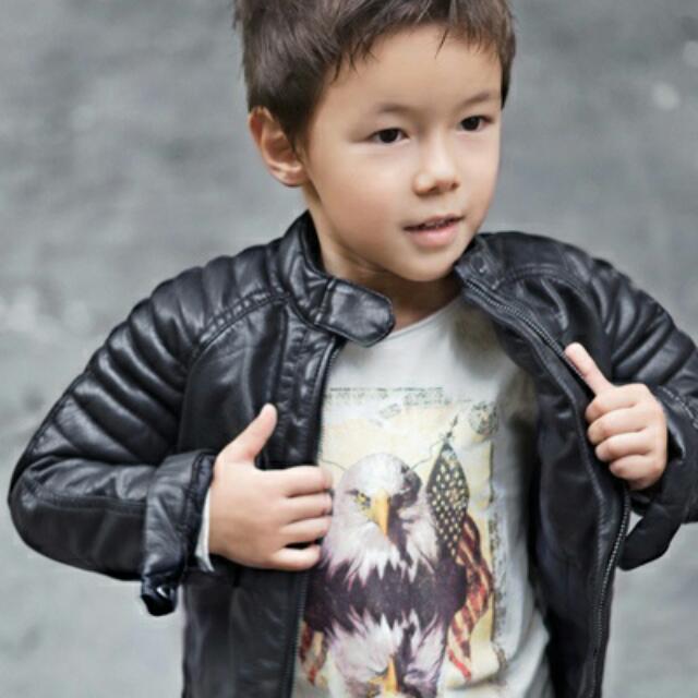 Mint Zara Faux Leather Jacket For Boys 