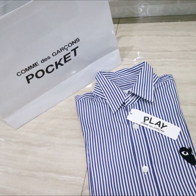 cdg blue striped shirt