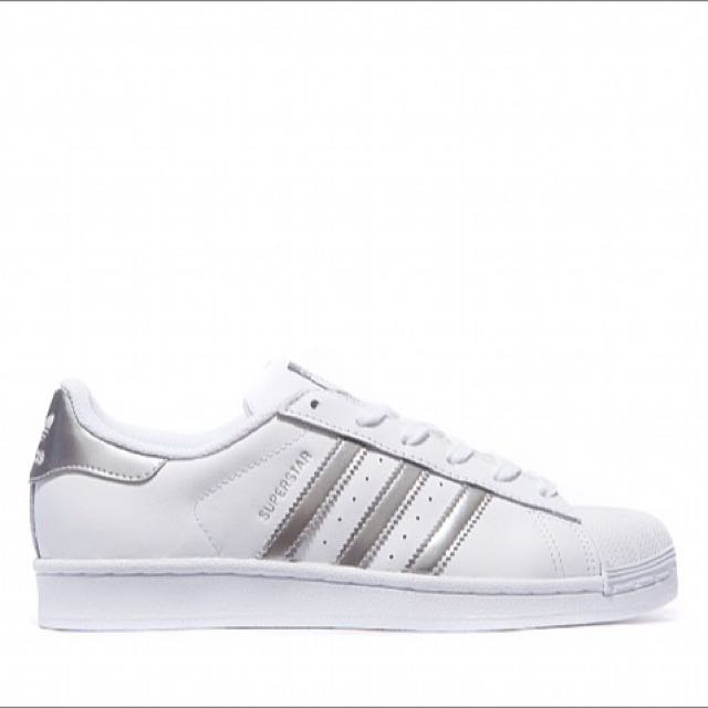 adidas superstar white and metallic