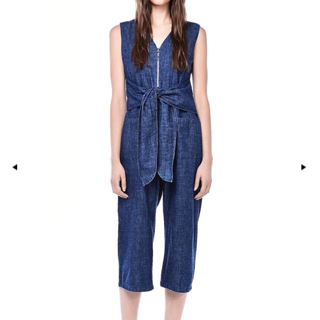 denim halterneck jumpsuit