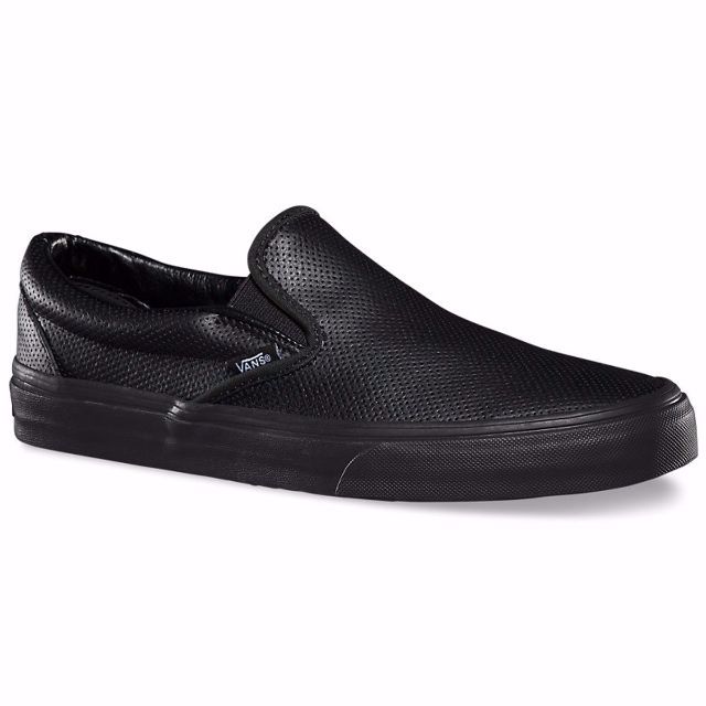 vans classic slip on leather black