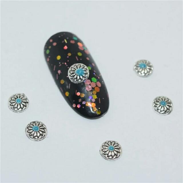 10psc New Rhinestone Blue Pearls 3d Nail Art Decorations Alloy