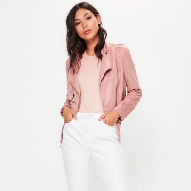 BN SNSD Style Missguided faux suede biker jacket pink