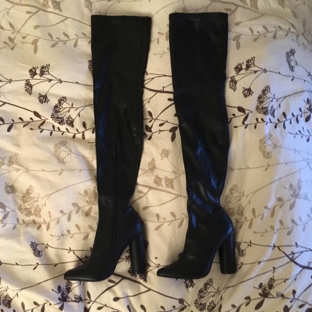 black pleather boots
