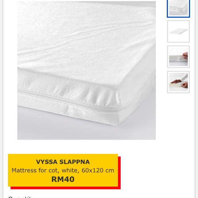 Sniglar Baby Cot IKEA complete with Mattress, Babies & Kids, Baby