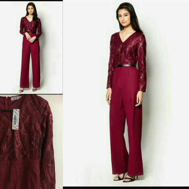red embellished jumpsuit