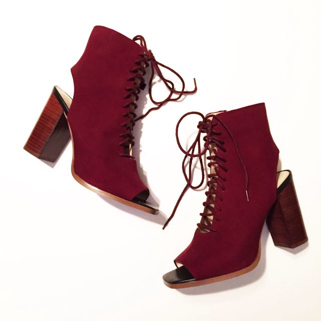 Zara Burgundy Heels Women s Fashion Shoes on Carousell