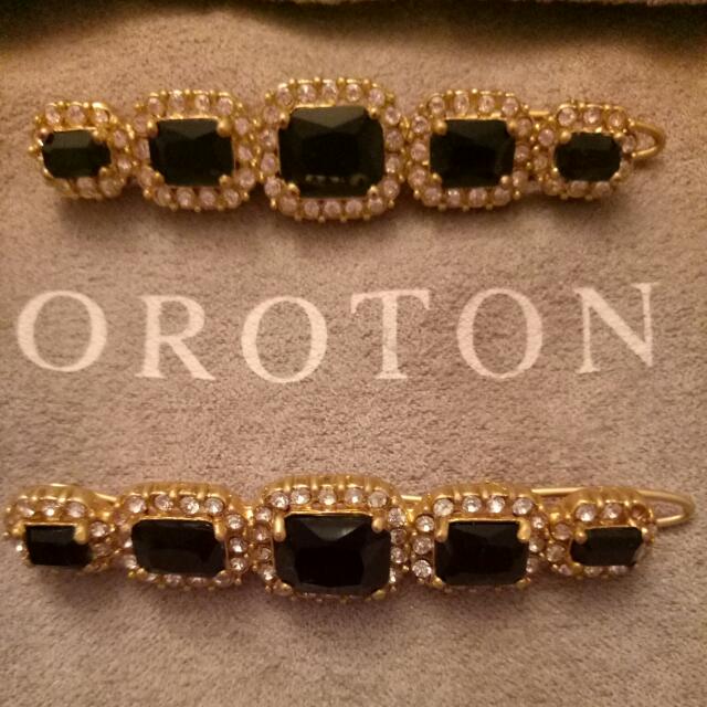 Brand New 2 Piece Oroton Gold Clear Black Bridal Wedding