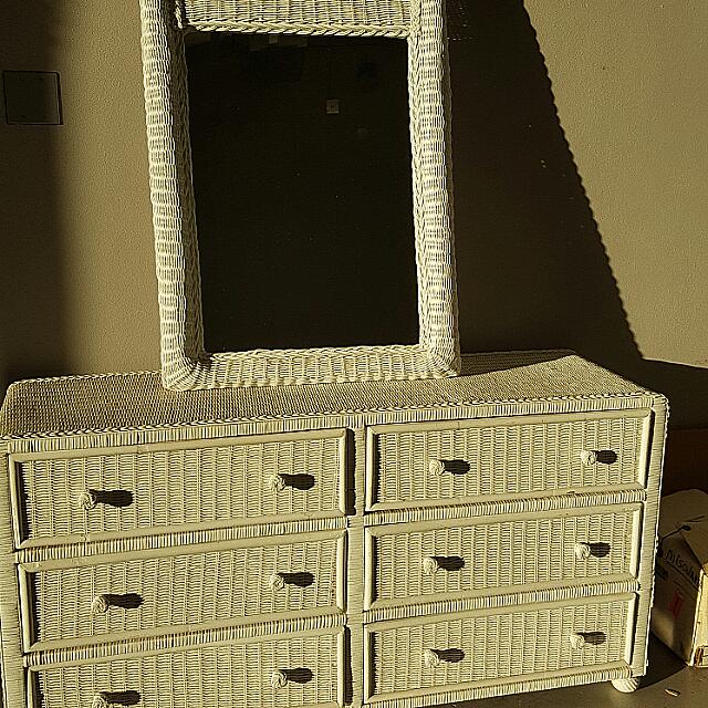 Ladies Wicker Dresser With Mirror Furniture On Carousell