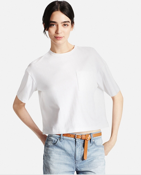 White cropped crew best sale neck