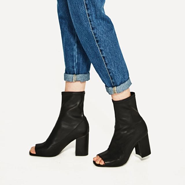 Zara Open Toe Boots, Women's Fashion 