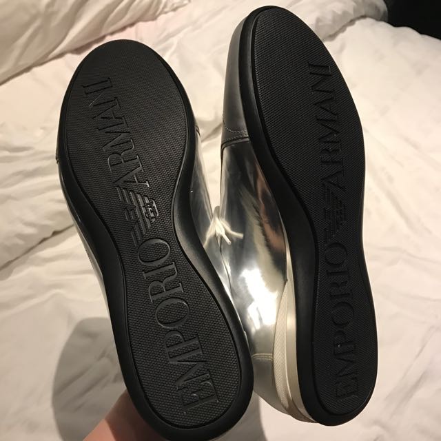 BRAND NEW Emporio Armani Sneakers In Silver Size UK 7.5 Men s Fashion Footwear Dress Shoes on Carousell