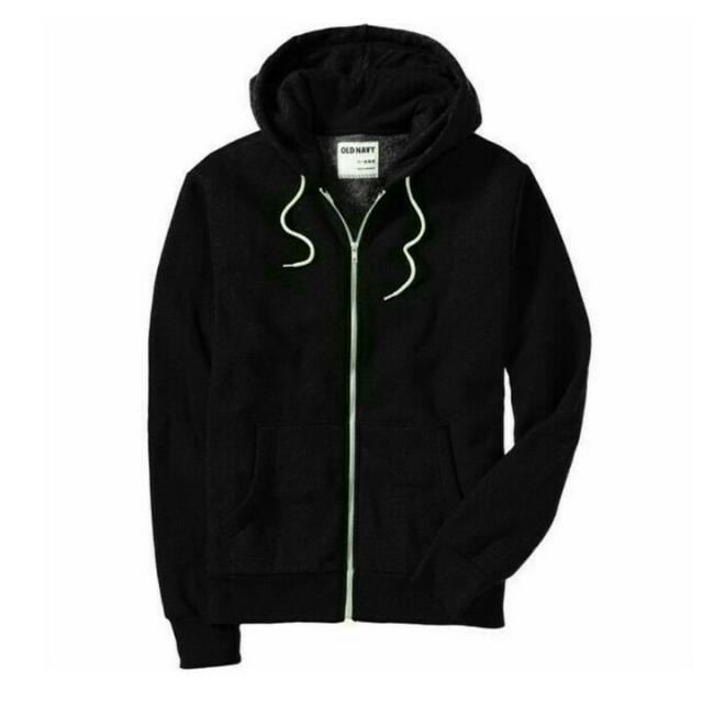 old navy black hoodie white zipper