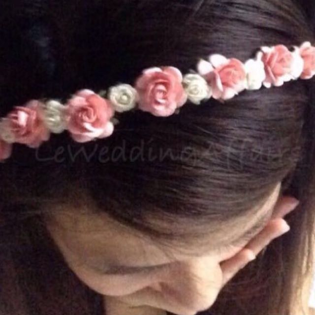 Handmade Paper Flower Flowers Hairband Kids Birthday Class Party