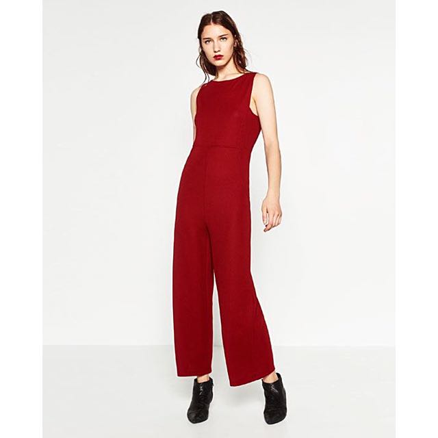 deep red jumpsuit