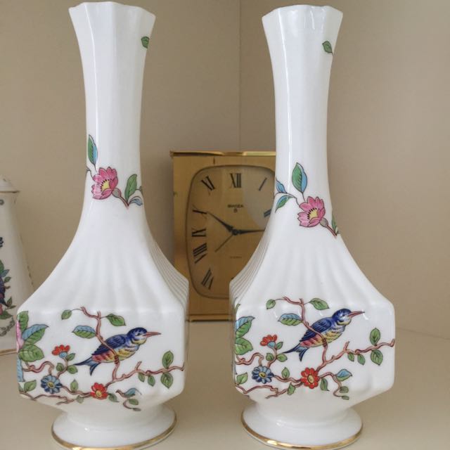 Antique Aynsley Fine English Bone China Pembroke Vase X 2