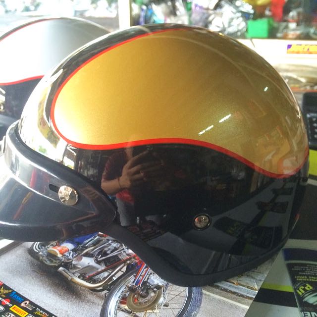Laser Half Helmet Gold, Motorbikes on Carousell
