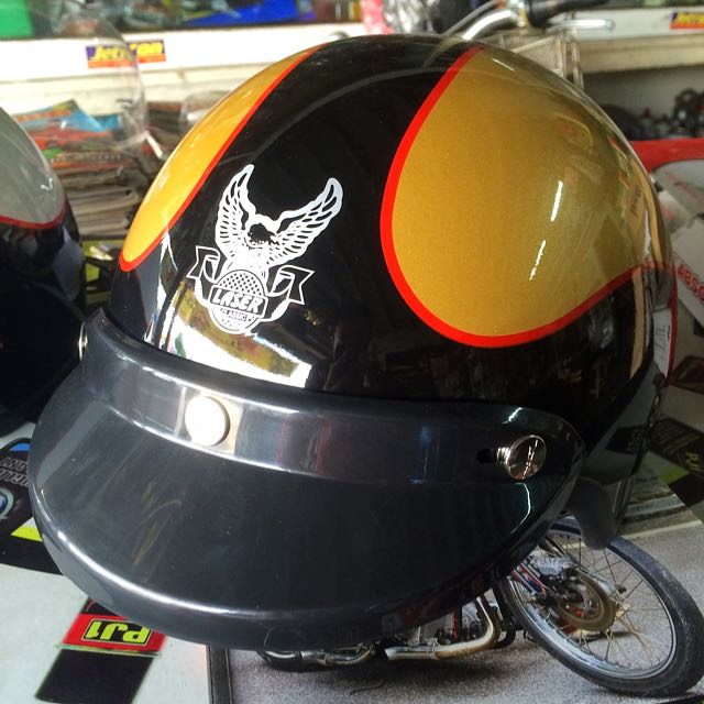 Laser Half Helmet Gold Motorbikes on Carousell