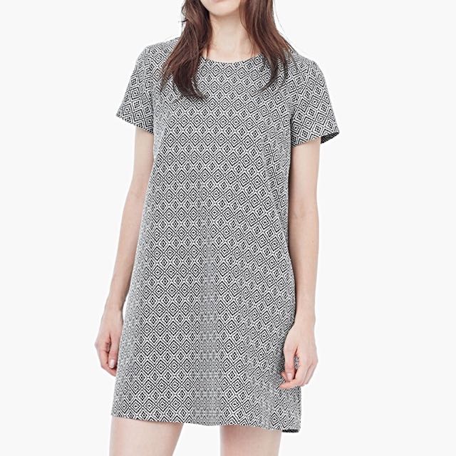 Mango Black Geometric Print Shift Dress S