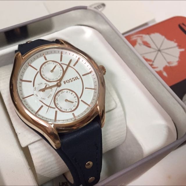 NWT Fossil Boyfriend Rose Gold Black 