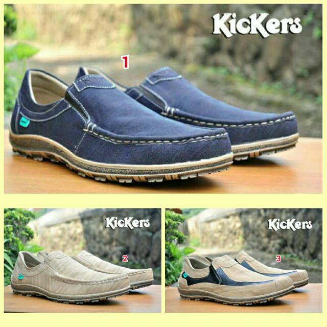 Sepatu Casual Pria Kickers Slip On Kulit Slop Kuliah Kerja Formal