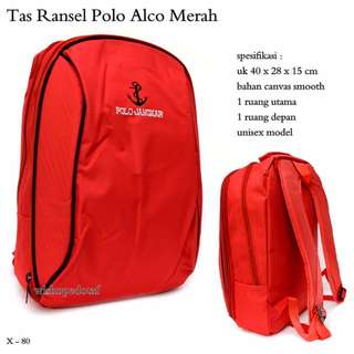 tas ransle pria pollo alco - merah tas ransle pria pollo alco - merah