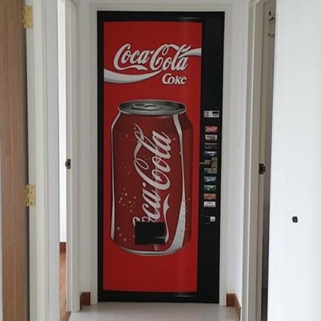 Coke Vending Machine Bto Door Decal, Furniture & Home Living, Home ...