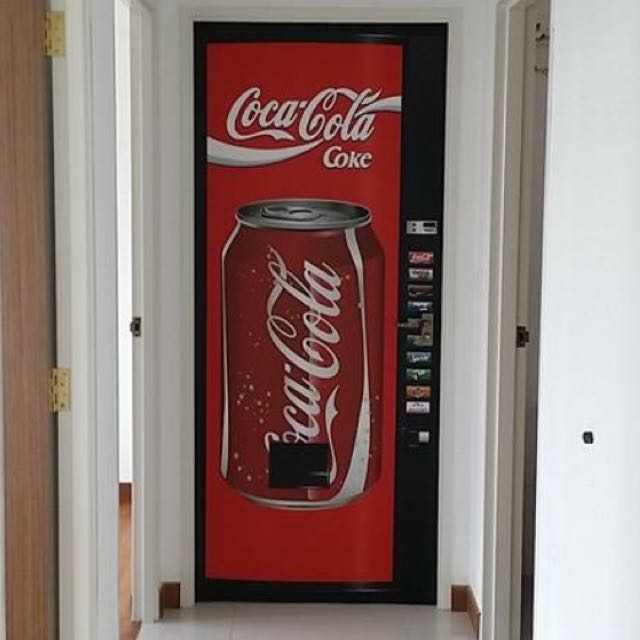 Coke Vending Machine Bto Door Decal, Furniture & Home Living, Home