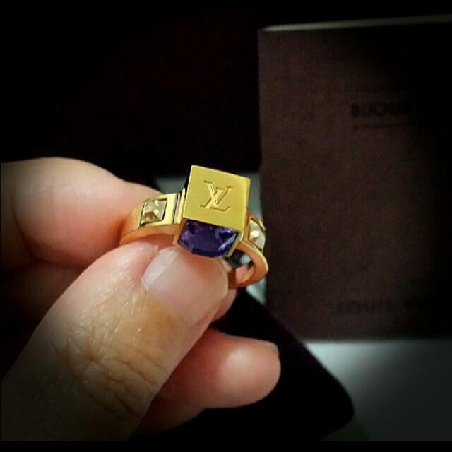 Louis Vuitton Purple / Gold Plated Collar Gamble Ring M65099