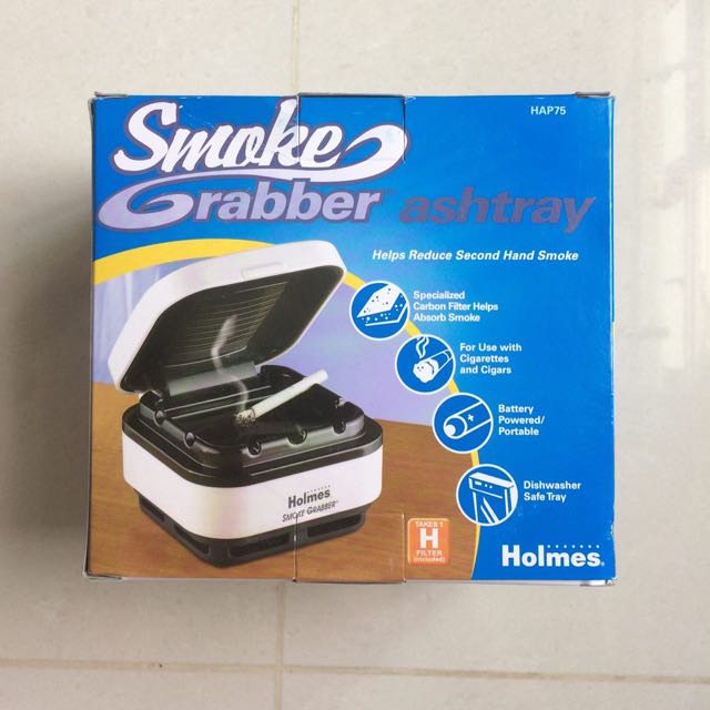 Holmes SMOKE GRABBER ASHTRAY with Carbon Filter Helps Absorb Smoke PORTABLE NEW