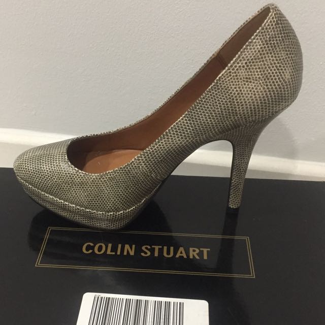 grey snakeskin heels