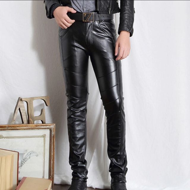 slim fit black leather knee high boots