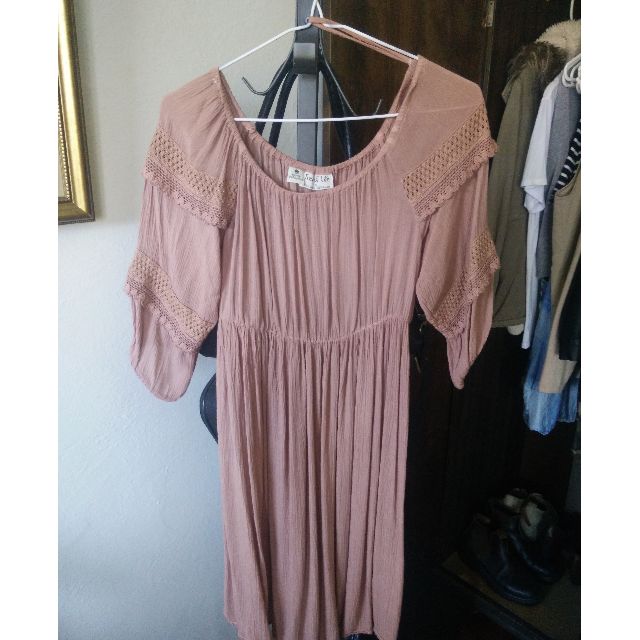 Tree Of Life Off Shoulder Dusty Pink Paper Daisy Dress Women S