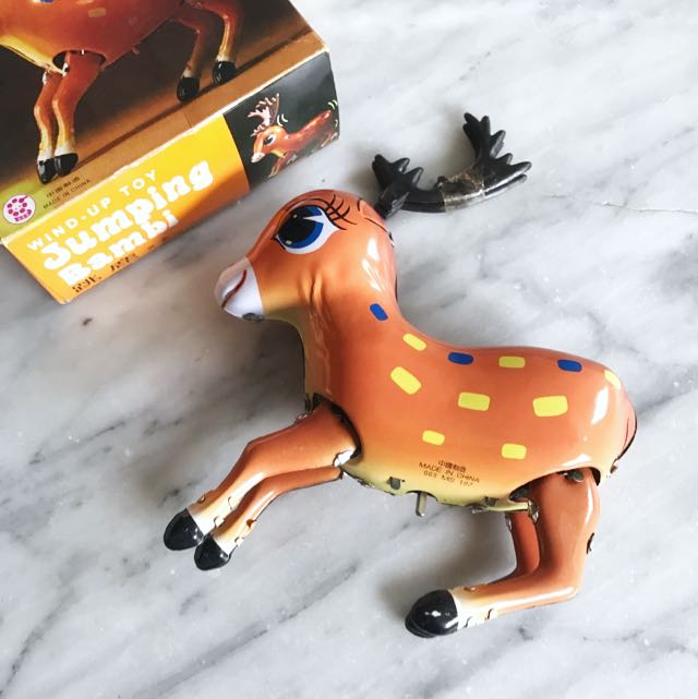 Vintage Wind Up Jumping Bambi Toy, Hobbies & Toys, Toys & Games on