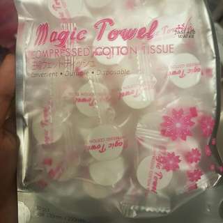 Magic towel: compressed cotton tissue