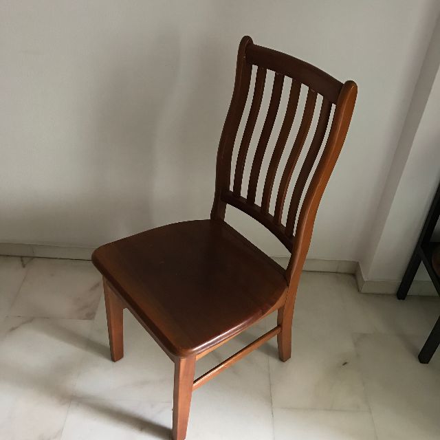 6x Nyatoh Wood Dining Chairs, Furniture & Home Living, Furniture