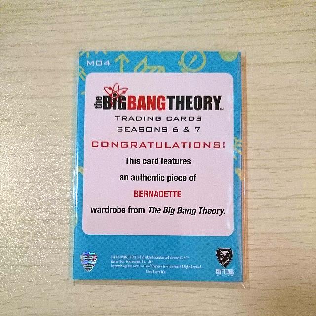 BIG BANG THEORY AUTHENTIC Wardrobe Card (Bernadette), Toys & Games