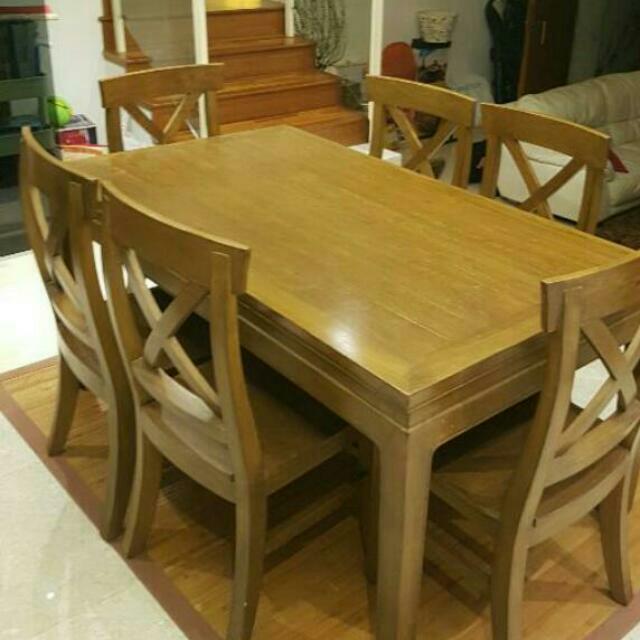 Dining Table - Solid Wood, Furniture & Home Living, Furniture, Tables