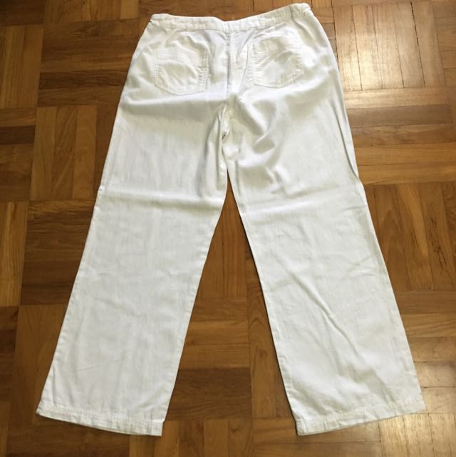 White Linen Maternity Pants Size UK14 