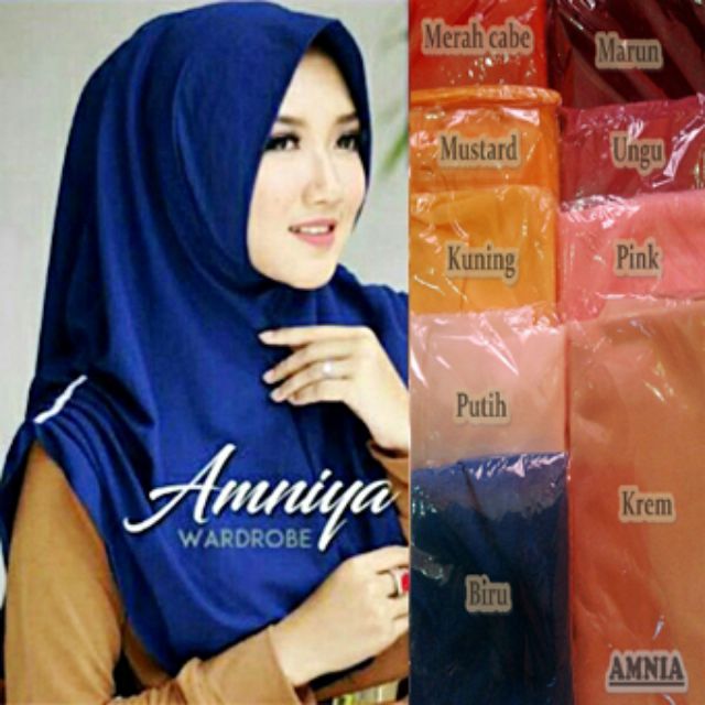 Kerudung Bergo Khimar Hijab Jilbab Instan Amniya Polos Ori