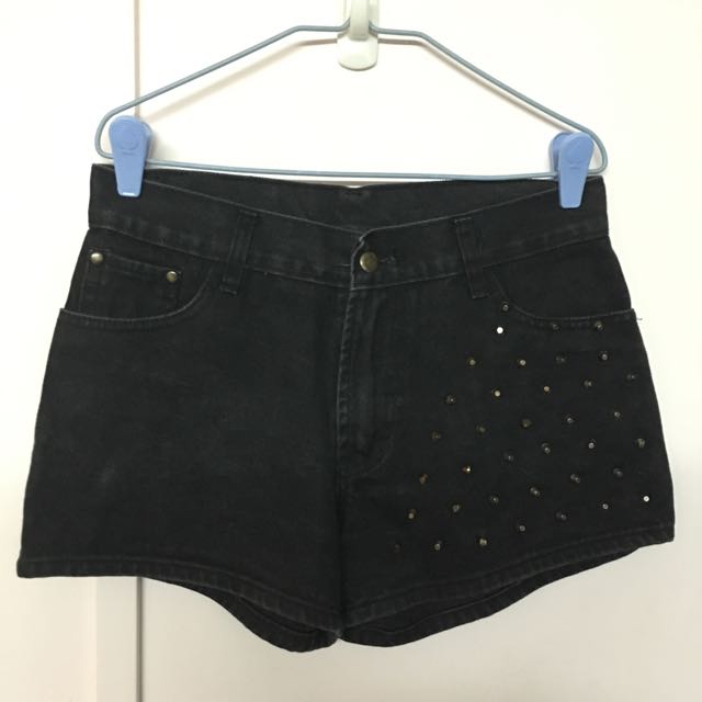 high waisted studded shorts