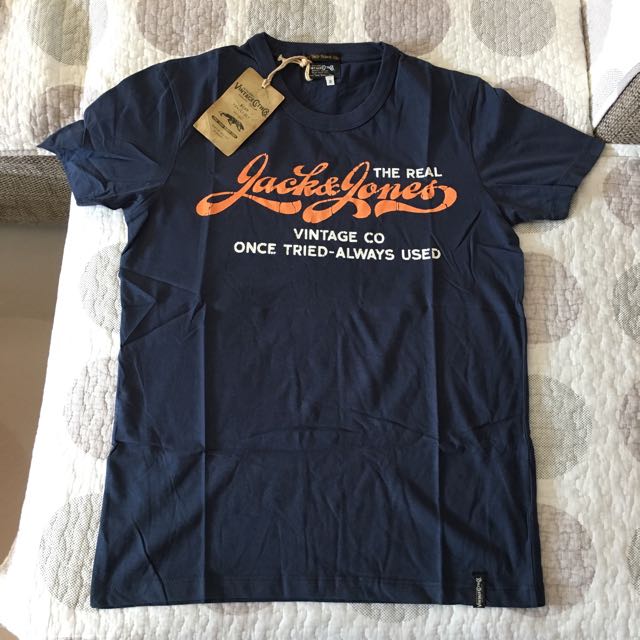 Jack Jones Vintage Logo Tee Navy 深藍 Men S Fashion Men S Tops