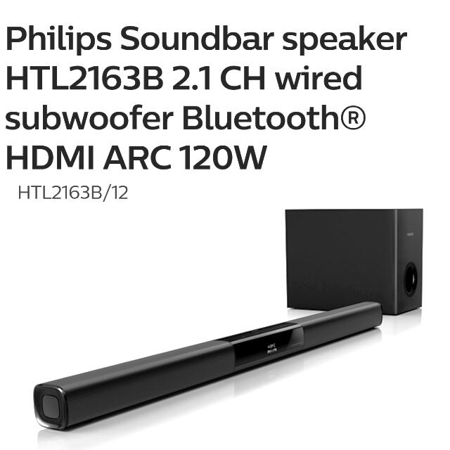 Bat Artistic Analyst Philips Soundbar speaker HTL2163B 2.1 CH wired subwoofer Bluetooth® HDMI  ARC 120W, Audio, Soundbars, Speakers & Amplifiers on Carousell