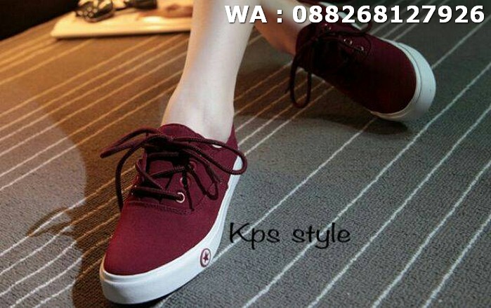 Sepatu Kets Wanita Merah Maroon Olshop Fashion Olshop Wanita Di Carousell