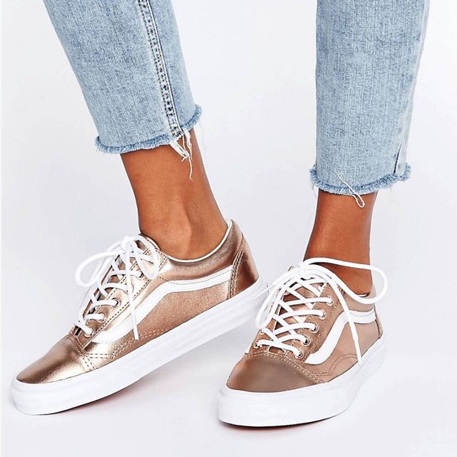 Vans Metallic Rose Gold Old Skool Trainers Women s Fashion