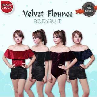Velvet Flounce Bodysuit