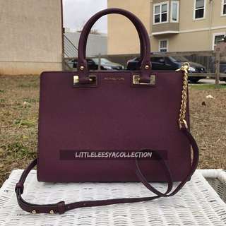 MICHAEL KORS QUINN LARGE SATCHEL IN PLUM