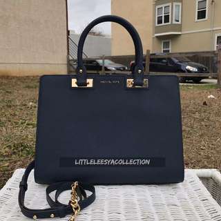 MICHAEL KORS QUINN LARGE SATCHEL IN NAVY